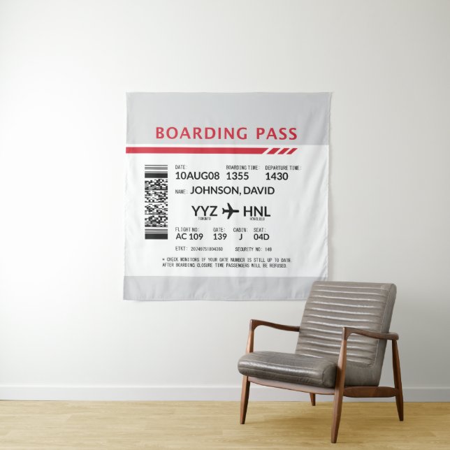 Boarding Pass - Grau Wandteppich (Beispiel)