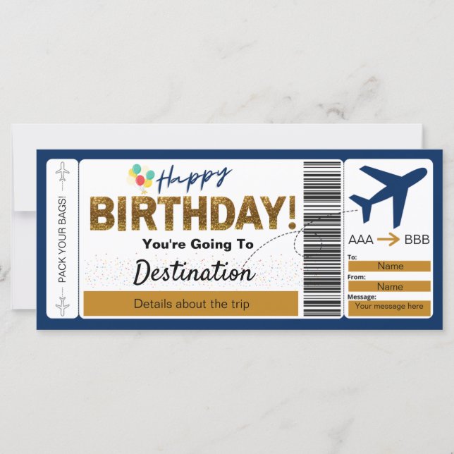 Boarding Pass Happy Birthday Ticket (Vorderseite)