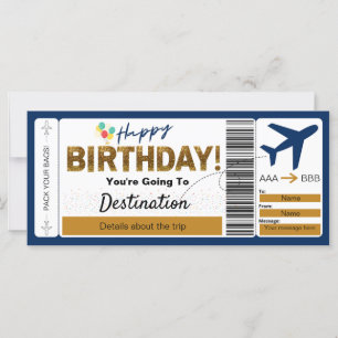 Boarding Pass Happy Birthday Ticket