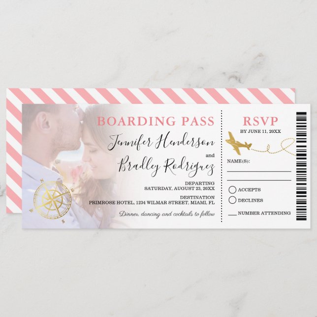 Boarding Pass | HOCHZEIT IN URLAUBSORT FOTO Einladung (Vorne/Hinten)