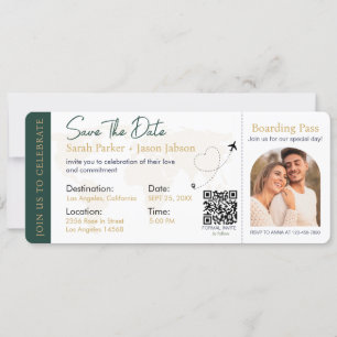 Boarding Pass Hochzeit in Urlaubsort QR-Code Einladung