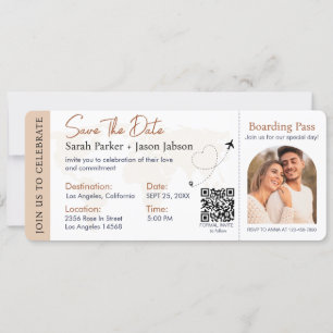 Boarding Pass Hochzeit in Urlaubsort QR-Code Einladung