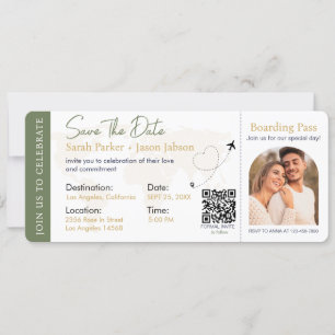 Boarding Pass Hochzeit in Urlaubsort QR-Code Einladung