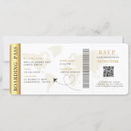 Boarding Pass Hochzeit in Urlaubsort QR-Code UAwg Einladung