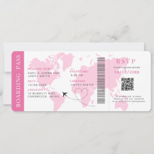 Boarding Pass Hochzeit in Urlaubsort QR-Code UAwg Einladung