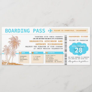 Boarding Pass Hochzeit in Urlaubsort Tickets Einladung