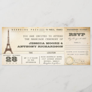 Boarding Pass Hochzeitskarten - Einladungen PARIS