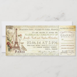 Boarding Pass Hochzeitstickets zum PARIS Einladung