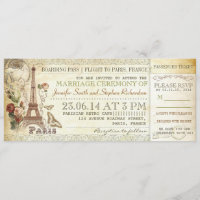 Boarding Pass Hochzeitstickets zum PARIS