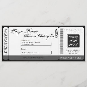 Boarding Pass Linen Hochzeit Einladung Chalkboard