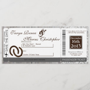 Boarding Pass Linen Wedding Einladung Pferde Schuh