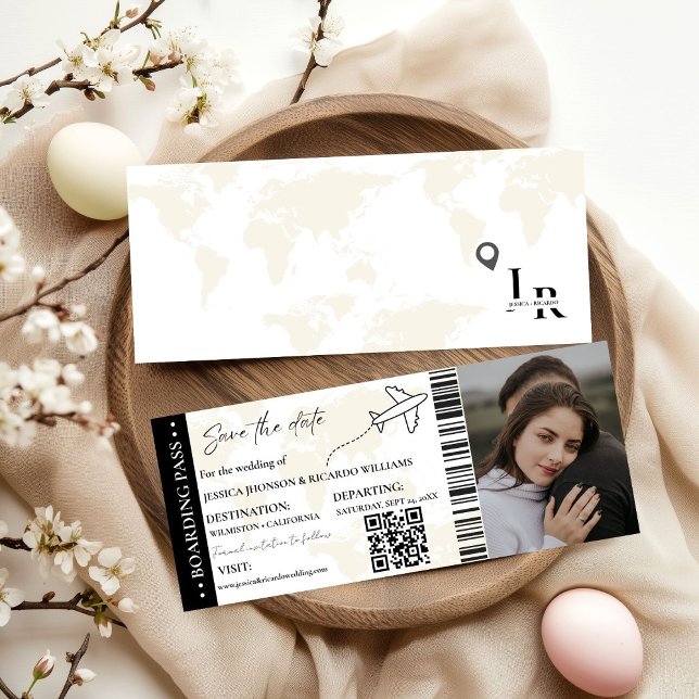 Boarding Pass Minimalistisch Save the Date Ticket (Von Creator hochgeladen)