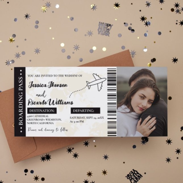 Boarding Pass Monogramm Hochzeitsticket Save The Date (Von Creator hochgeladen)