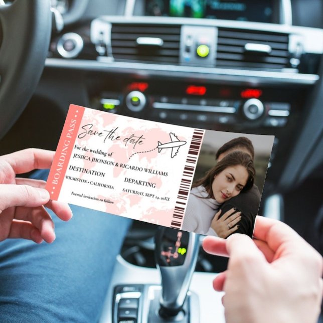 Boarding Pass Monogramm Save the Date Ticket (Von Creator hochgeladen)