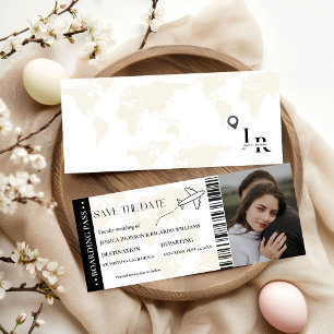 Boarding Pass Monogramm Save the Date Ticket
