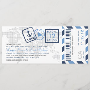 Boarding Pass Nautical Airmail Ticket Einladung