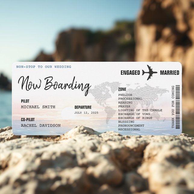 Boarding Pass Ocean Sunset Hochzeit in Urlaubsort Programm (Von Creator hochgeladen)