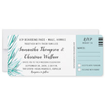 Boarding Pass Palm Tropische Hochzeit in Urlaubsor