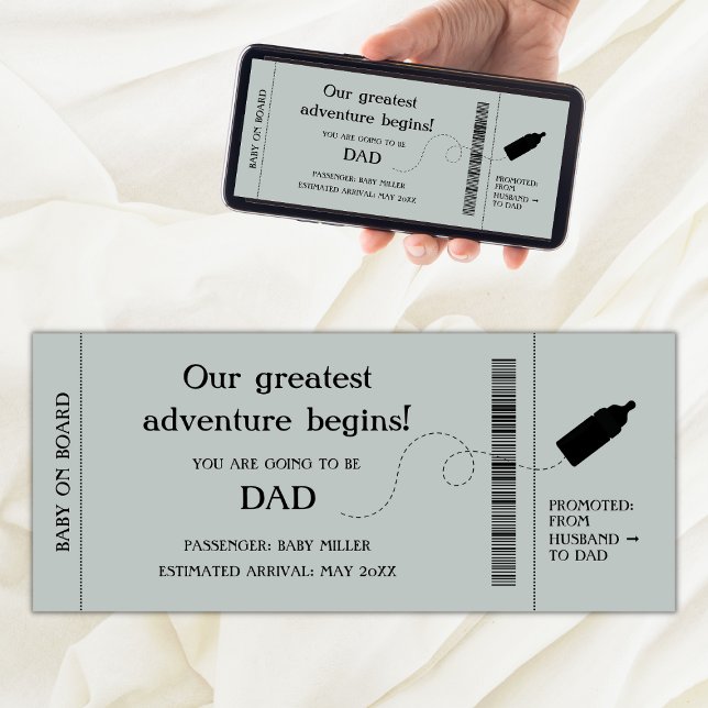 Boarding Pass Pregnancy Ankündigung für Ehemann (boarding pass pregnancy announcement for husband, plane ticket pregnancy card, promoted to dad)