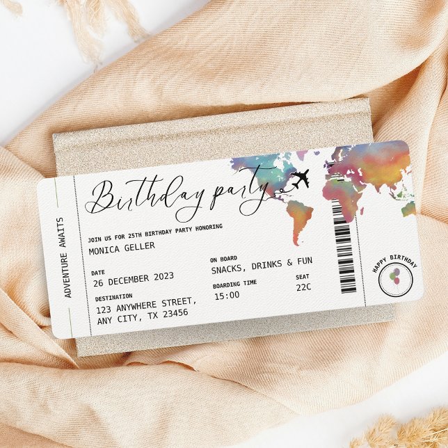 Boarding Pass Reise ThemenGeburtstagsparty Einladung (Von Creator hochgeladen)