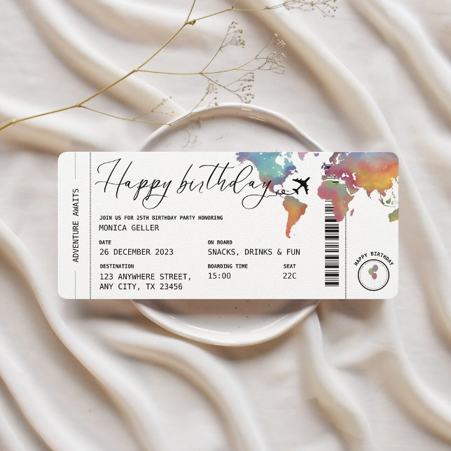 Boarding Pass Reisen Adult Geburtstagsparty Einladung (Boarding Pass Birthday Party Invitation)