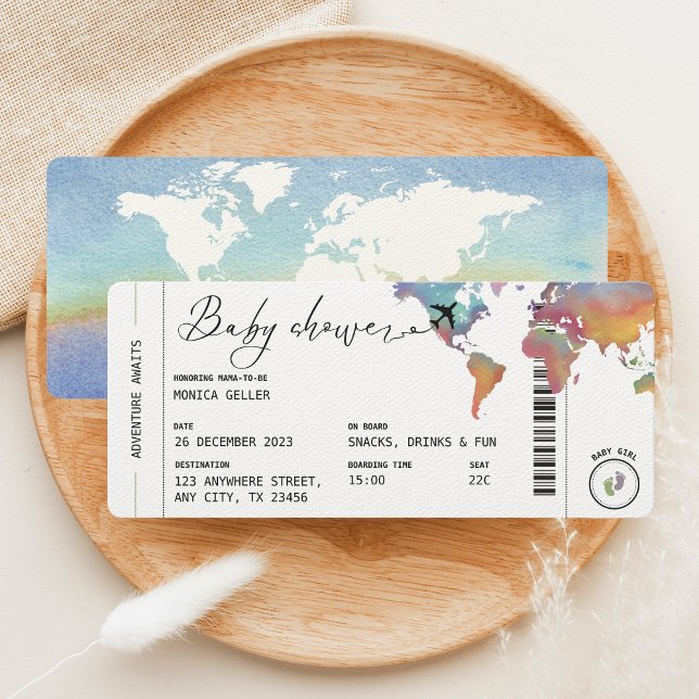 Boarding Pass Reisen Geschlecht Neutral Baby Dusch Einladung (Von Creator hochgeladen)