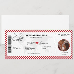 Boarding Pass Romance Rot Muster Hochzeit Save The Date
