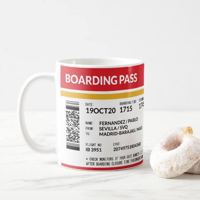 Boarding Pass - Rot Kaffeetasse (Mit Donut)