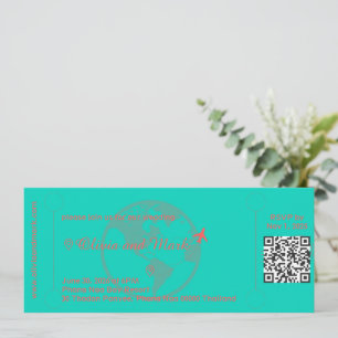 Boarding Pass RSVP Card - Aquamarin & korallen t Einladung