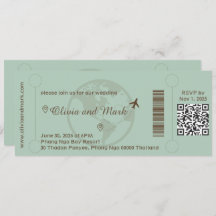 Boarding Pass RSVP Card - Sage & Beige