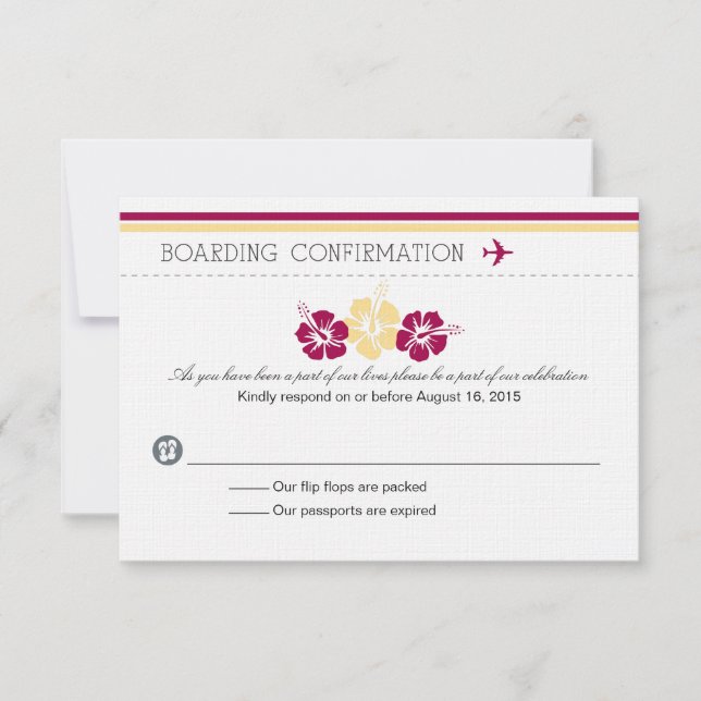 Boarding-Pass RSVP-Karte nach Portugal RSVP Karte (Vorderseite)