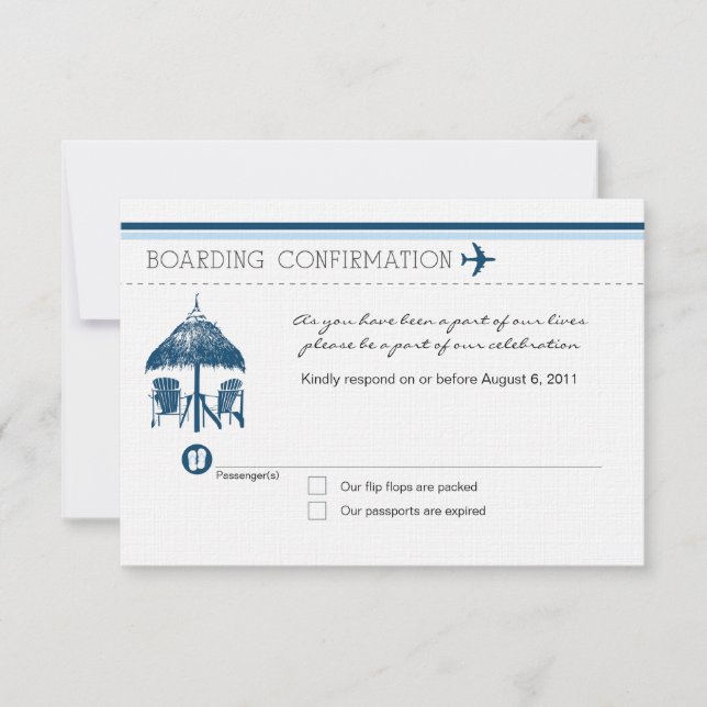 Boarding Pass RSVP-Karte RSVP Karte (Vorderseite)