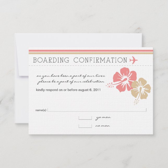 Boarding Pass RSVP-Karte RSVP Karte (Vorderseite)