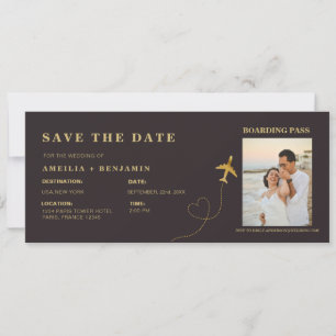 Boarding Pass Save-the-Date Destination-Hochzeit Einladung