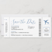 Boarding Pass Save the Date Einladung Blaues Flugz