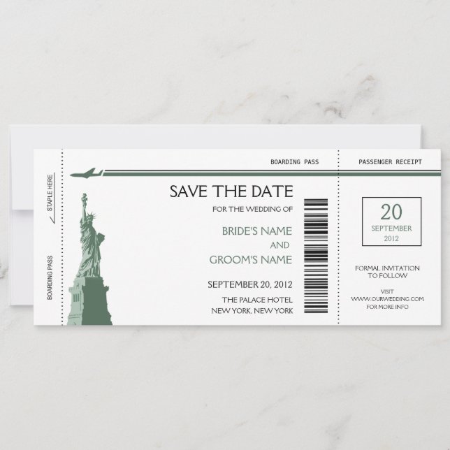 Boarding Pass Save the Date Einladungen (Vorderseite)