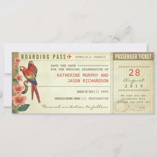 Boarding Pass Save the Date Tickets (Vorderseite)