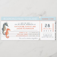 Boarding Pass Save the Date Tickets für Seepferde
