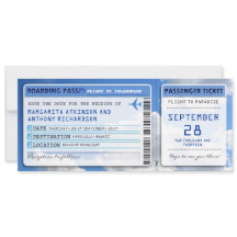 Boarding Pass Save the Date Tickets mit Himmelswol