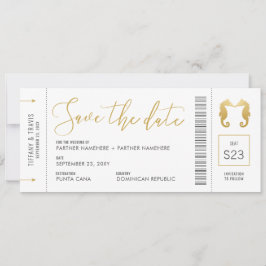 Boarding Pass Seepferde Küssen Ticket Beach Save The Date