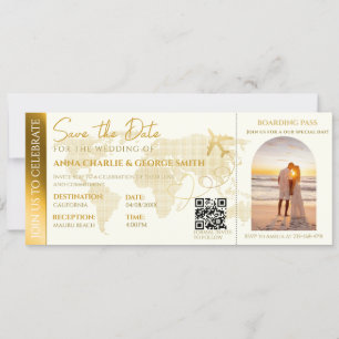 Boarding Pass Ticket mit Foto Hochzeit Einladung