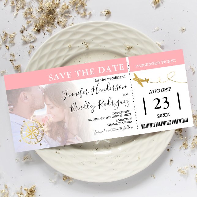 Boarding-Pass-Tickets | SAVE THE DATE FOTO Einladung (Von Creator hochgeladen)