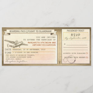 Boarding Pass Tickets - Vintage Hochzeit Einladung