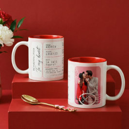 Boarding Pass To Love Plane Ticket Valentine's Day Zweifarbige Tasse