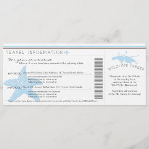 Boarding Pass to St Thomas Wedding Travel Info Einladung