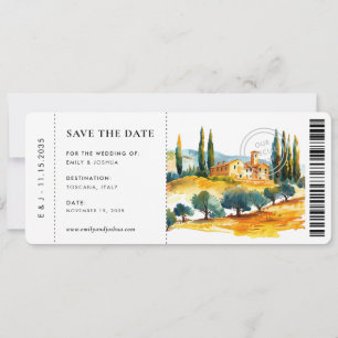 Boarding Pass Toscana Italien Hochzeit retten Datu Save The Date