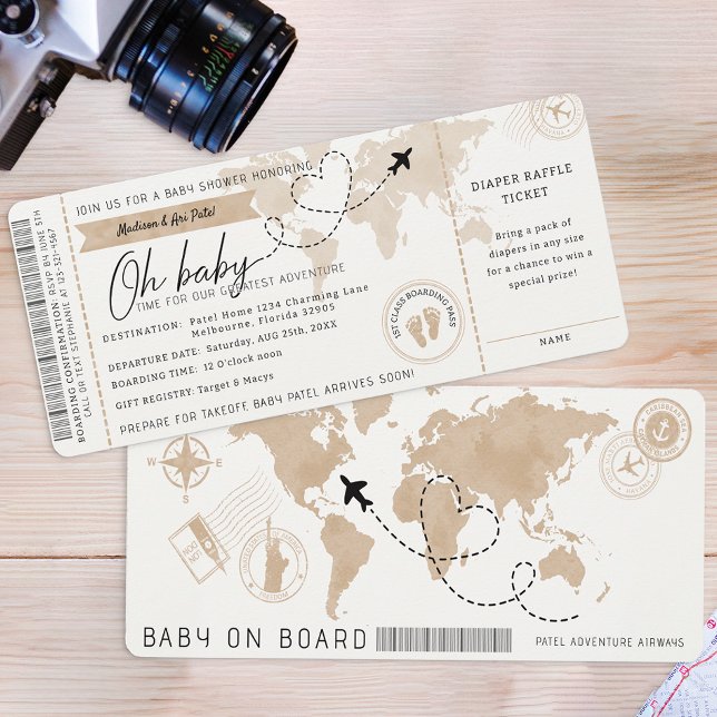 Boarding Pass Travel Baby Dusche einladen Einladung (Boarding Pass Baby Shower Invite)