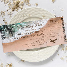 Boarding Pass Tropical Beach Hochzeit Einladung