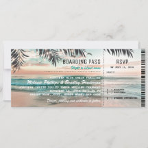 Boarding Pass Tropical Beach Hochzeitskarten UAWG