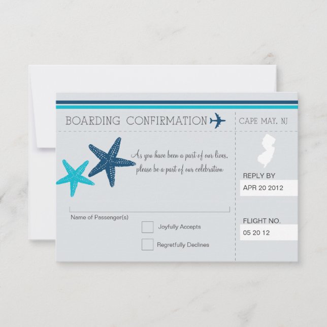 Boarding Pass UAWG TO CAPE MAG NEW JERSEY Einladung (Vorderseite)